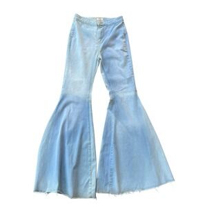 Free People Just Float On Flare High Rise Super Flare Jeans with Raw Hem Size 26